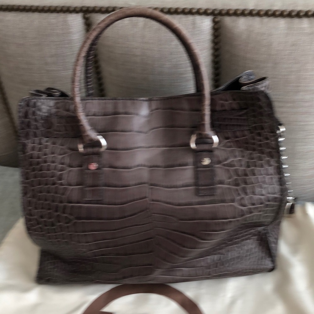 Michael Kors Hamilton LG Grey Leather Tote Bag - Picture 4 of 8